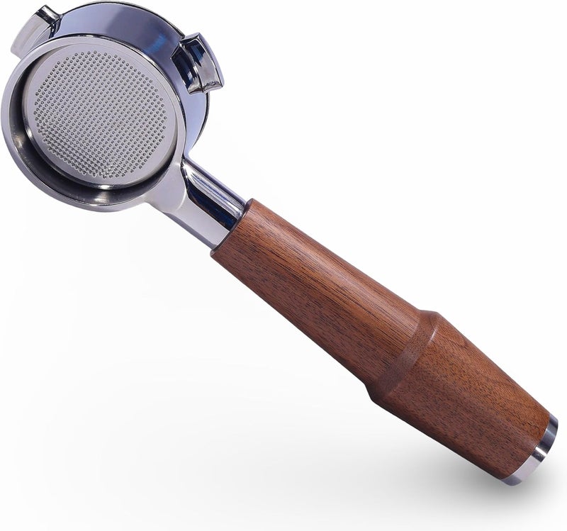 KNODOS Bottomless Portafilter 54mm Walnut for Breville Barista Express, Pro, Touch, Bambino Plus | Premium Naked Portafilter | Fits BES870XL, BES878, BES880 | Includes 18–21g Filter Basket - Image 1